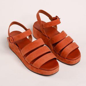 Camper Misia Strappy Suede Platform Sandal in Rust/Sienna, Size 39 EU